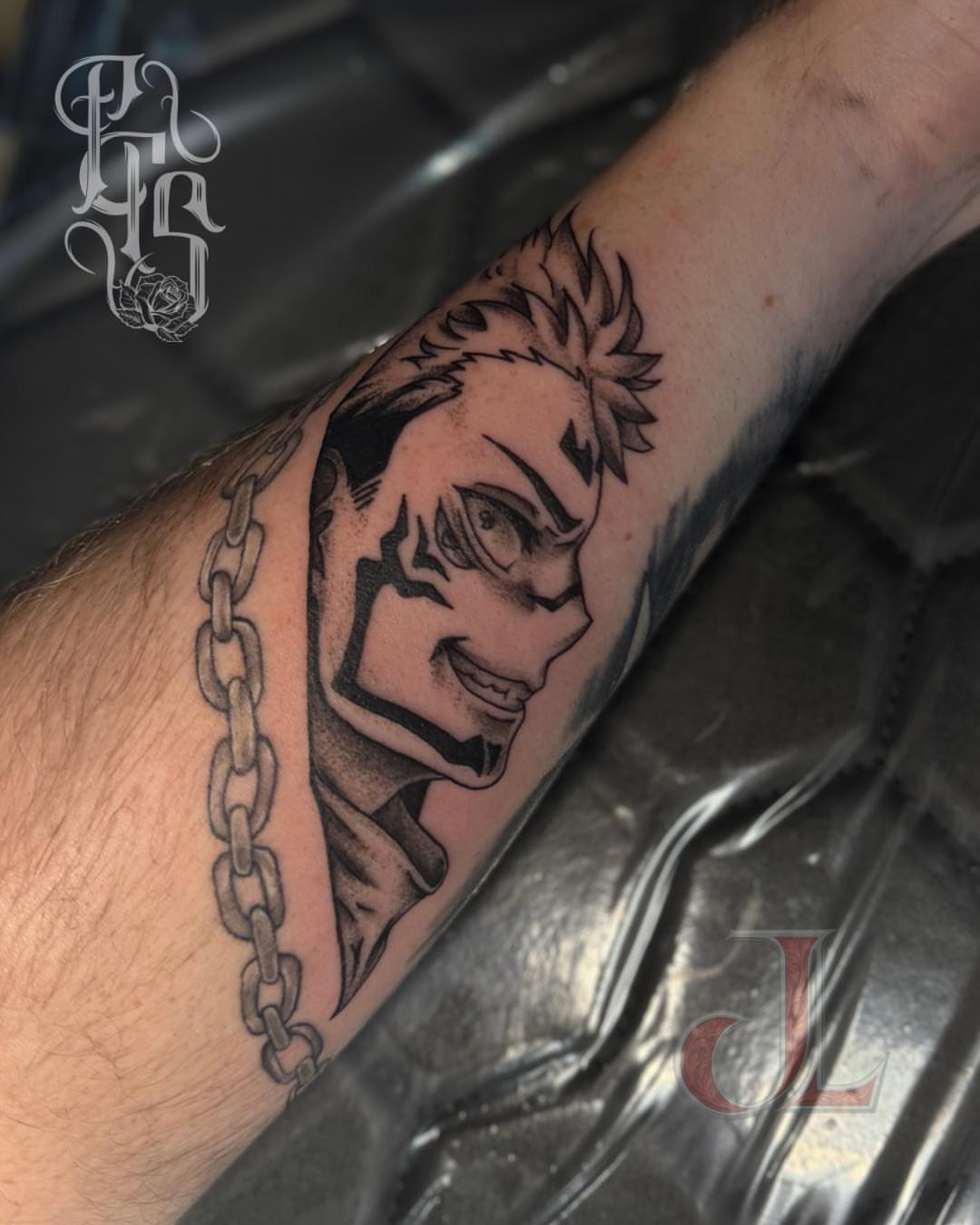 Anime character anime tattoo on the forearm by Faithful Tattoo Studio
