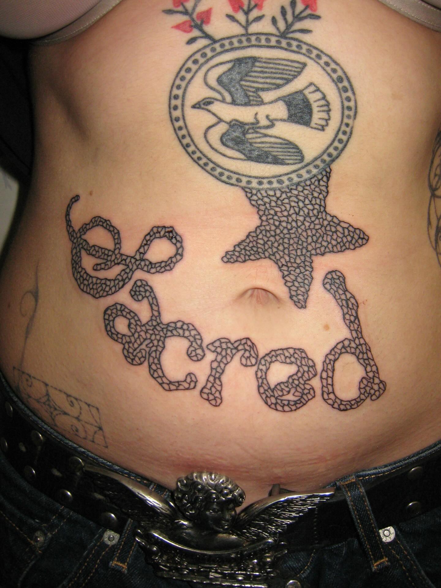Sacred dotwork tattoo on the torso by jonatan