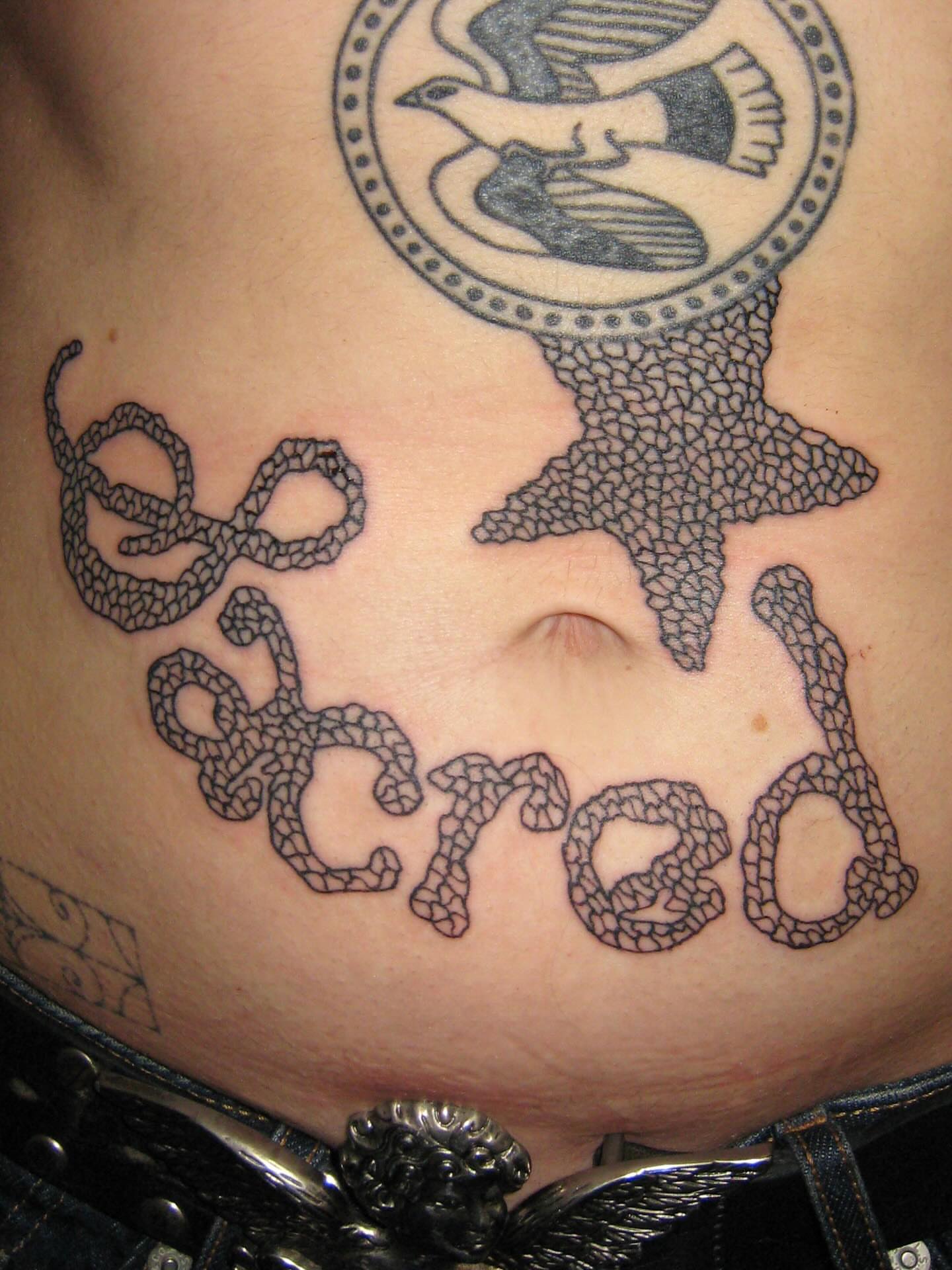 Be sacred dotwork tattoo on the torso by jonatan