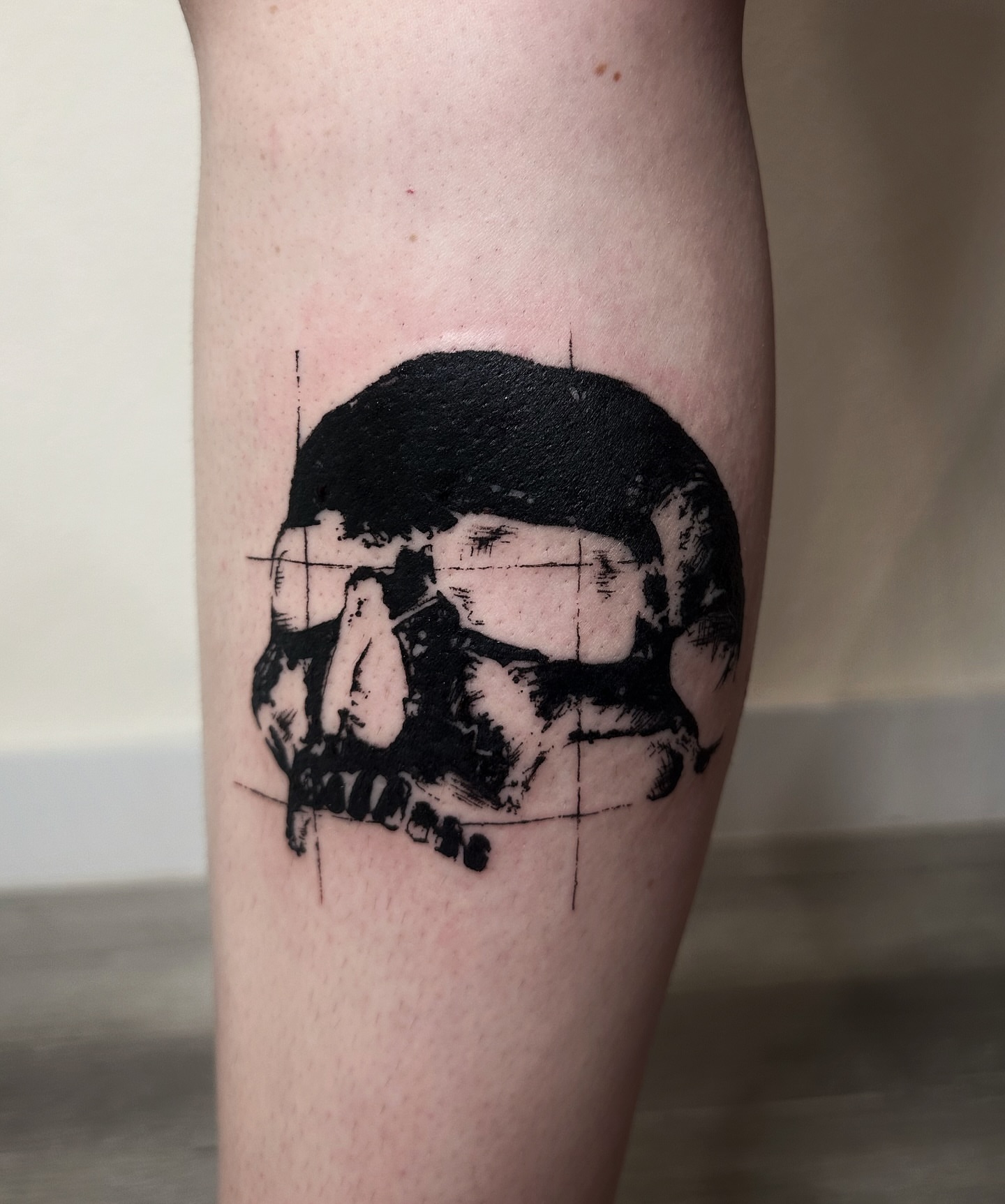 Skull black and grey tattoo on the forearm by Micky, Austin, Texas