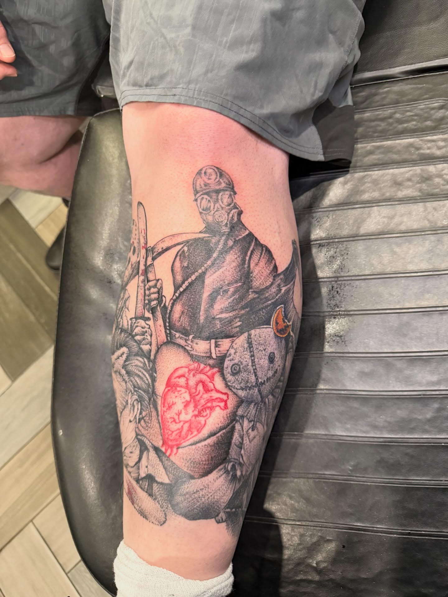 Zombie warrior realism tattoo on the thigh by Dave Potavin, Erlanger, Kentucky