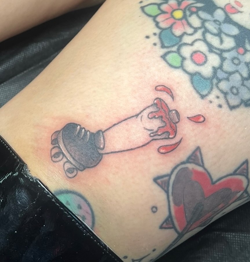 Roller skate American traditional tattoo on the forearm by LooSid