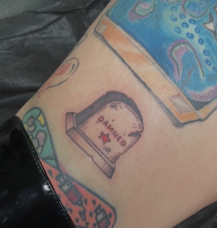 Graveyard marker American traditional tattoo on the forearm by LooSid