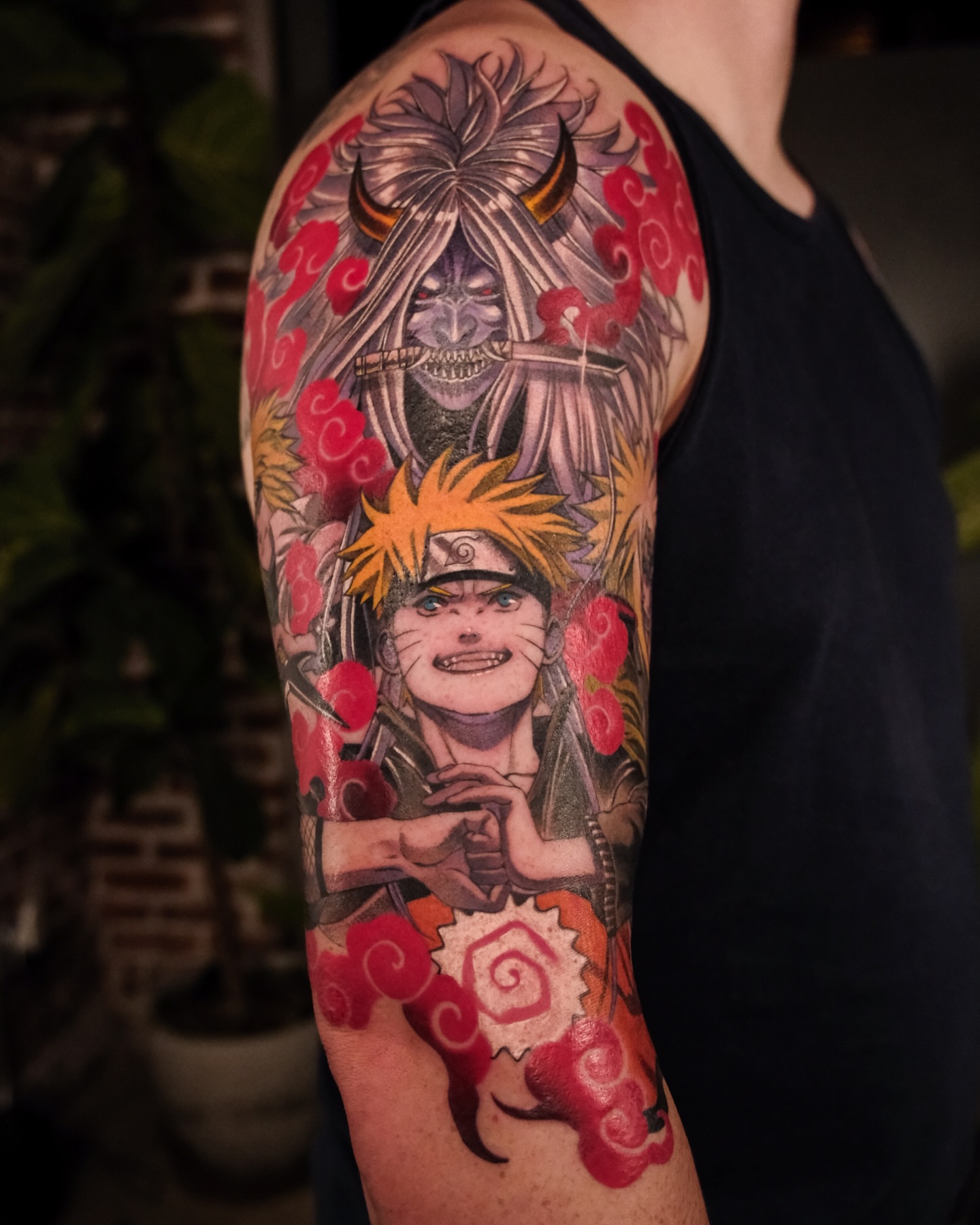 Naruto and jinchuuriki anime tattoo on the forearm by Hemi 혜미타투
