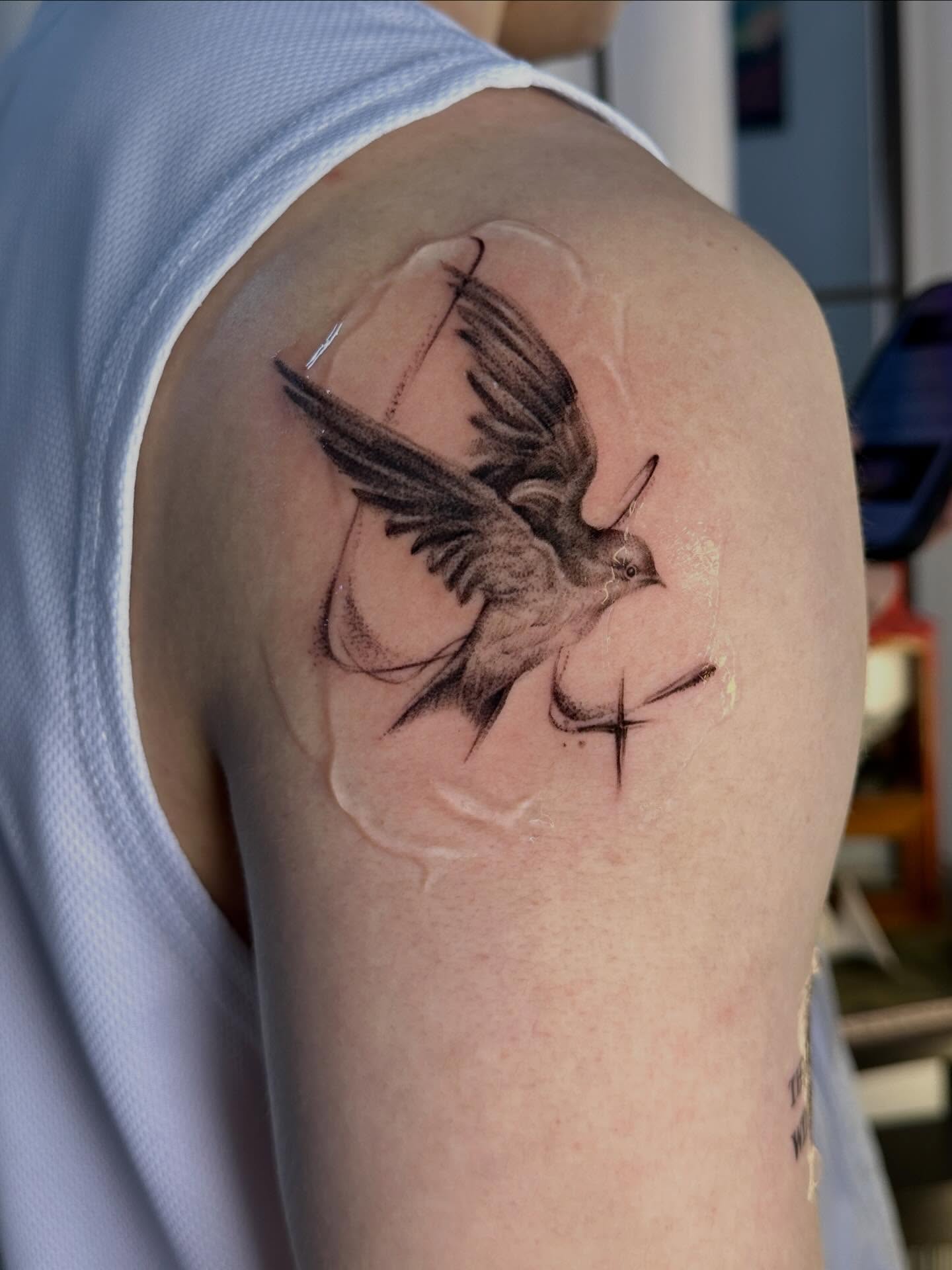 Tattoo by @90tattoo_ — black_and_grey