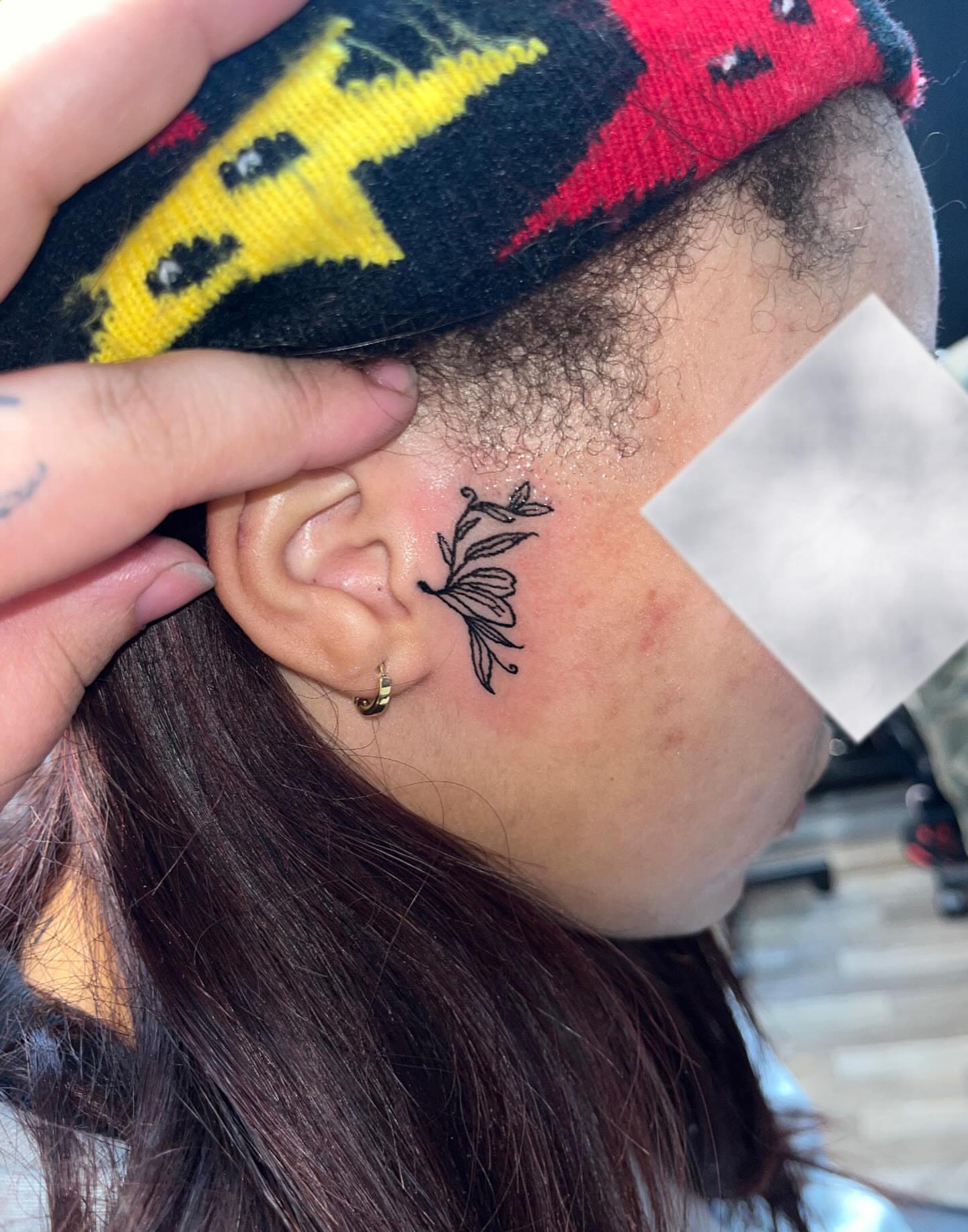 Butterfly fine line tattoo on the head by XoXandrea.Ink, Kansas City, Missouri