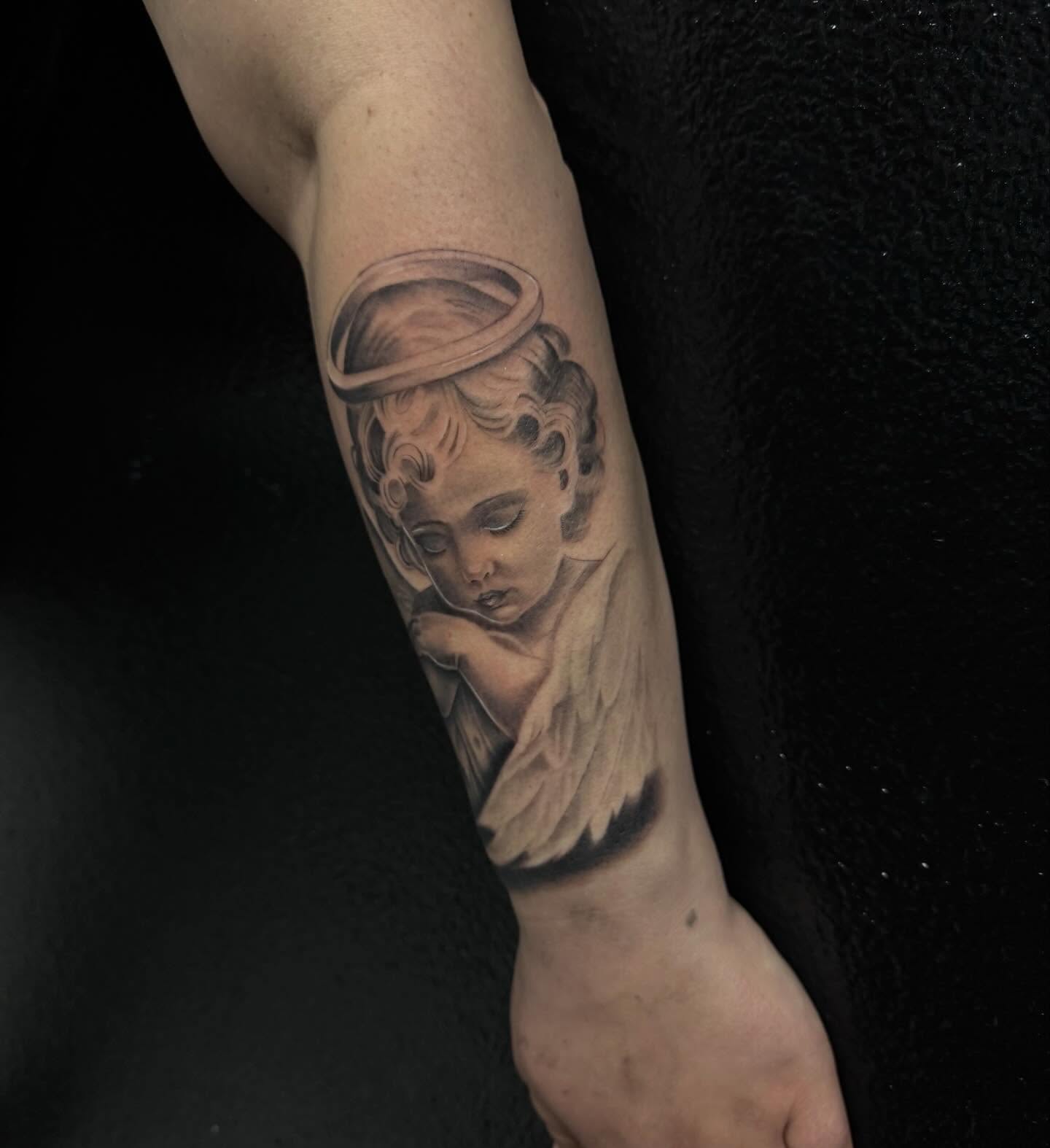 Tattoo by @fuxwithamber β realism, black_and_grey