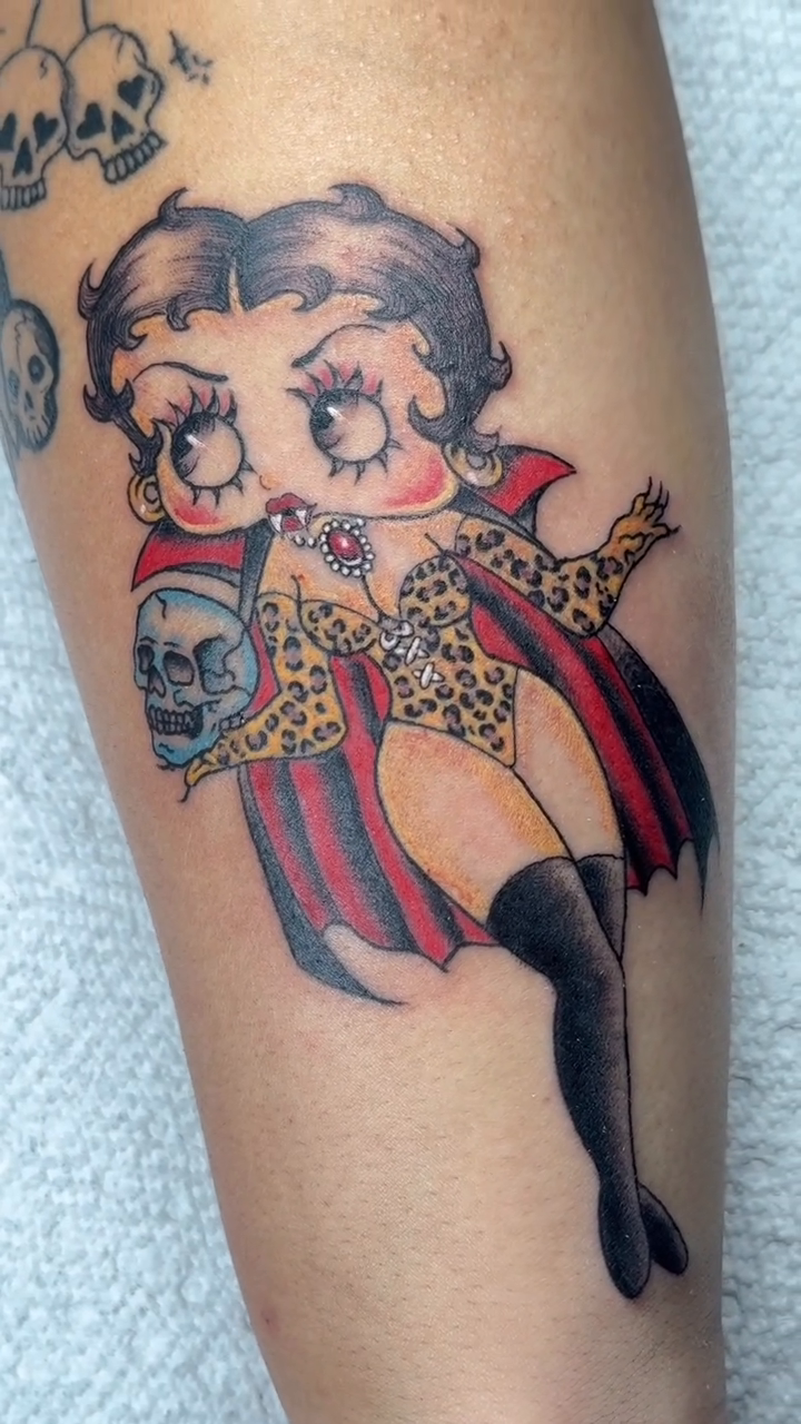 Betty Boop as a vampire neo-traditional tattoo by star🪭