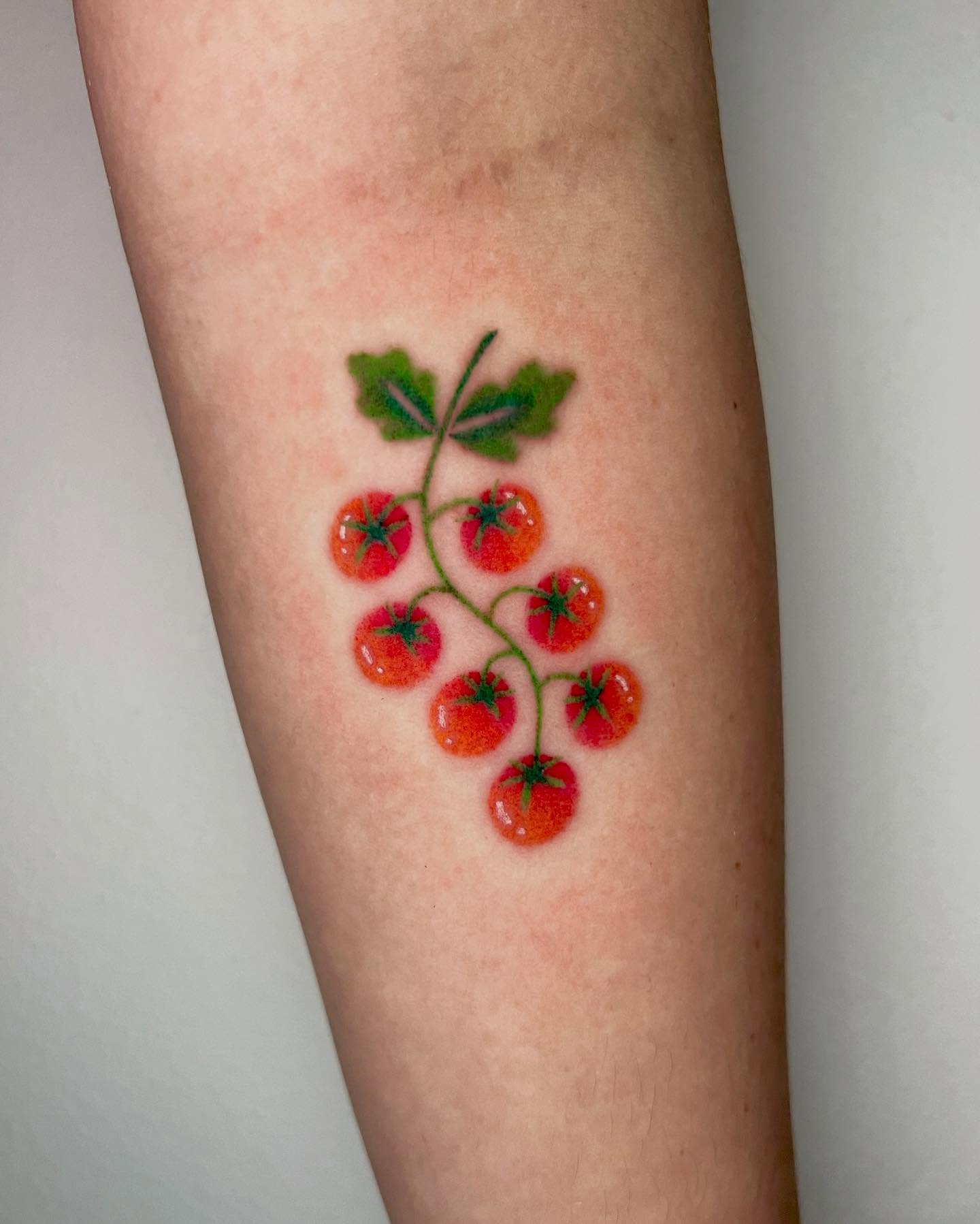 Tomato vine realism tattoo on the forearm by AJ π°π· LA tattoo