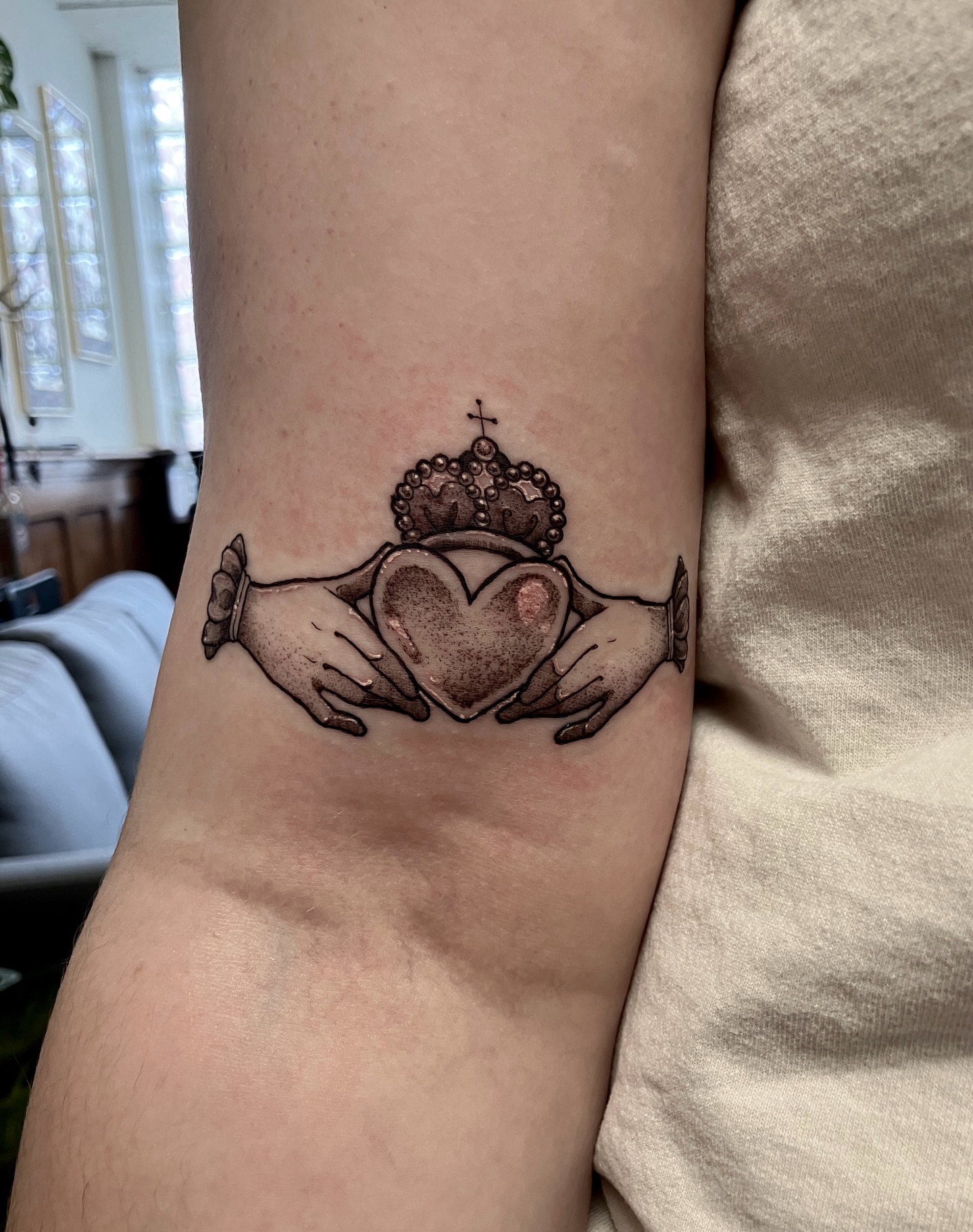 Tattoo by @joyinsorrowtattoo — black_and_grey