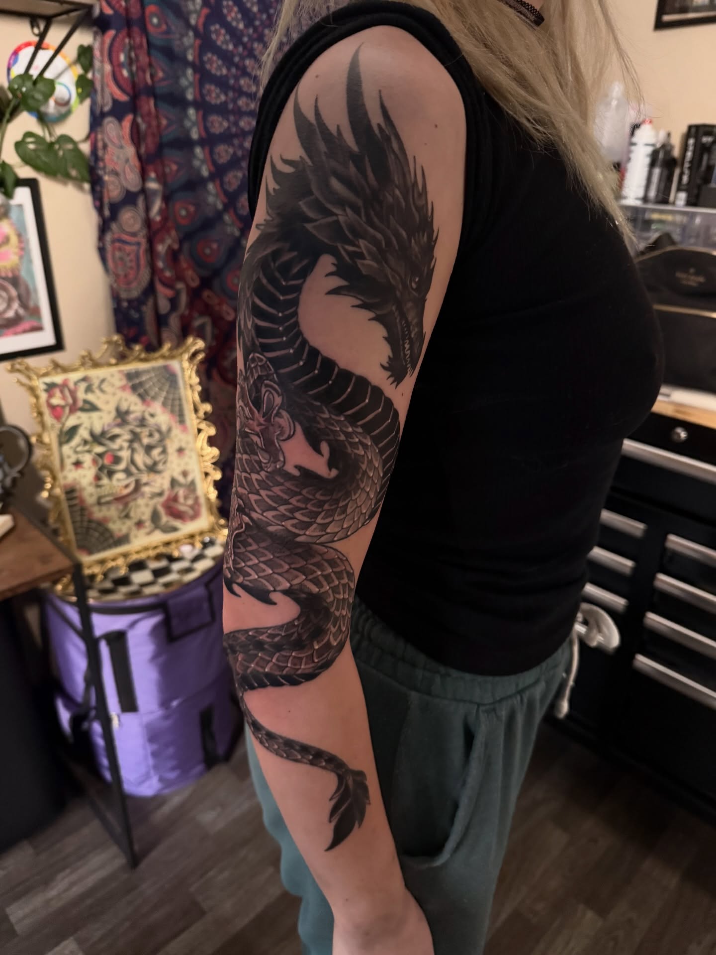 Tattoo by @urmomtat2 — black_and_grey, japanese_irezumi
