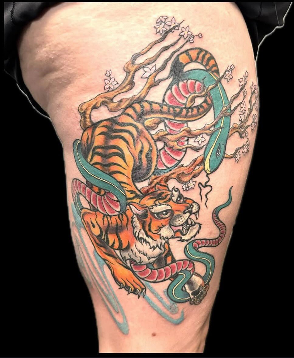 Tattoo by @hobokellyart โ american_traditional, japanese_irezumi