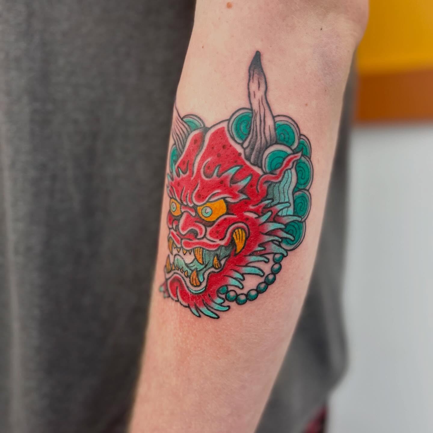 Dragon head japanese irezumi tattoo on the forearm by Lip™