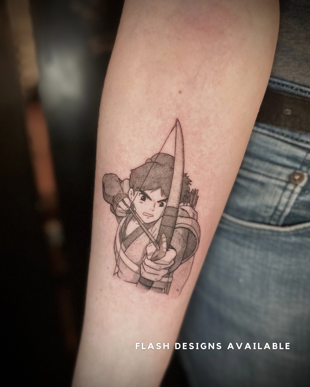 Tattoo by @cece.inks — dotwork, anime