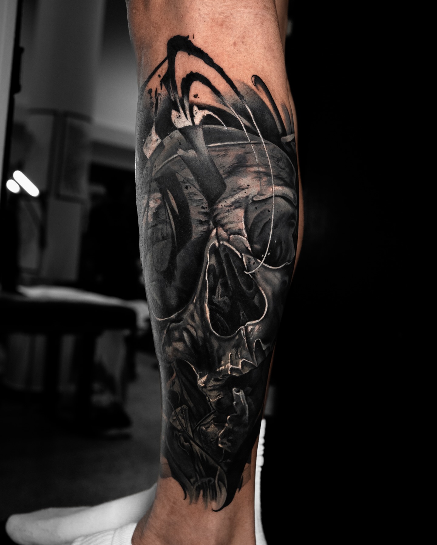 Tattoo by @bolugo_ — black_and_grey, dark_realism