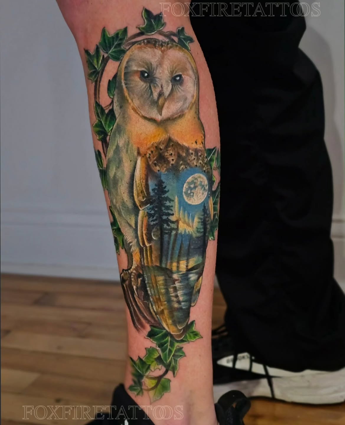 Owl realism tattoo on the forearm by Lindsey Chevalier - KCMO TATTOO ARTIST