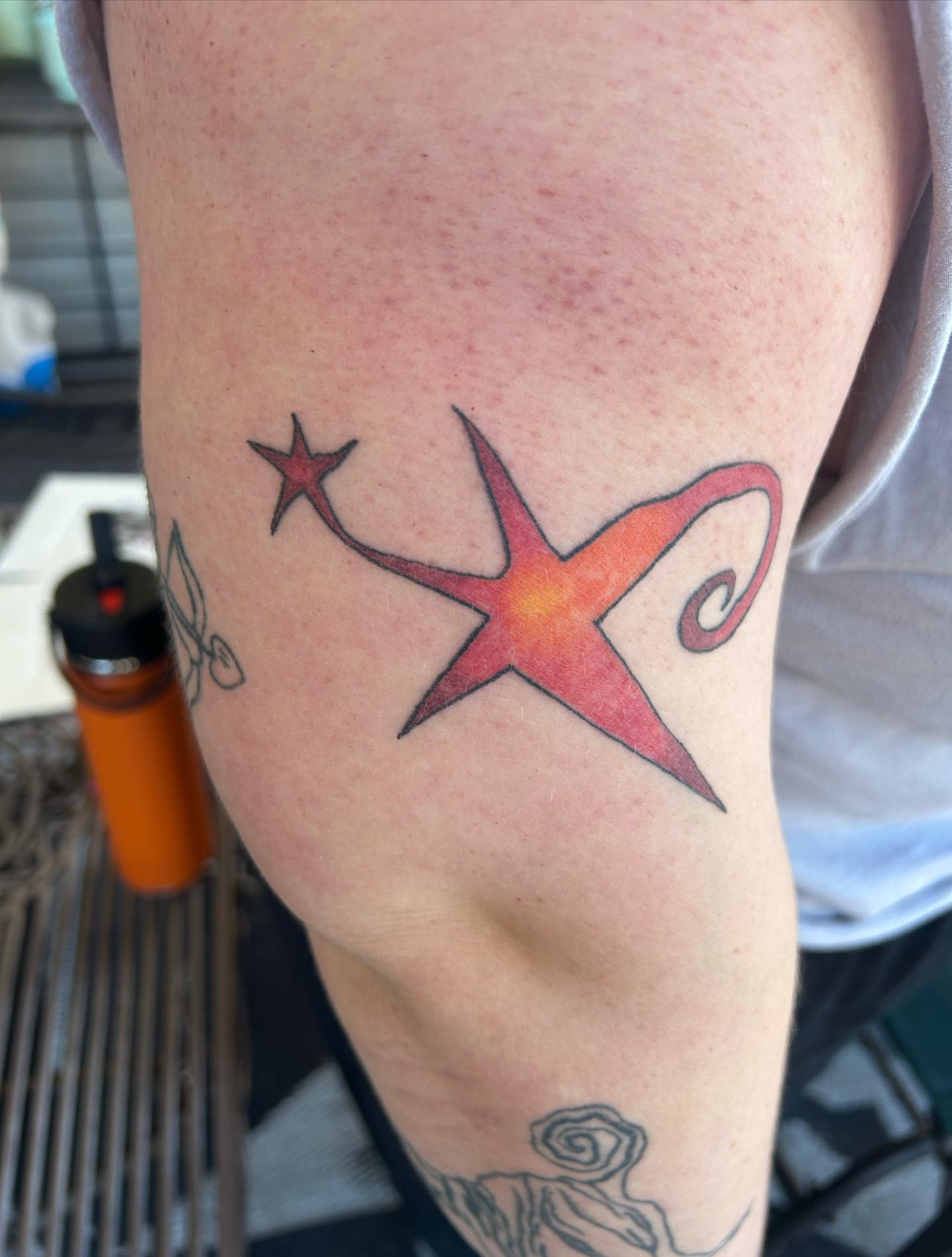 Star American traditional tattoo on the forearm by ✧✦ ☻ ✦✧