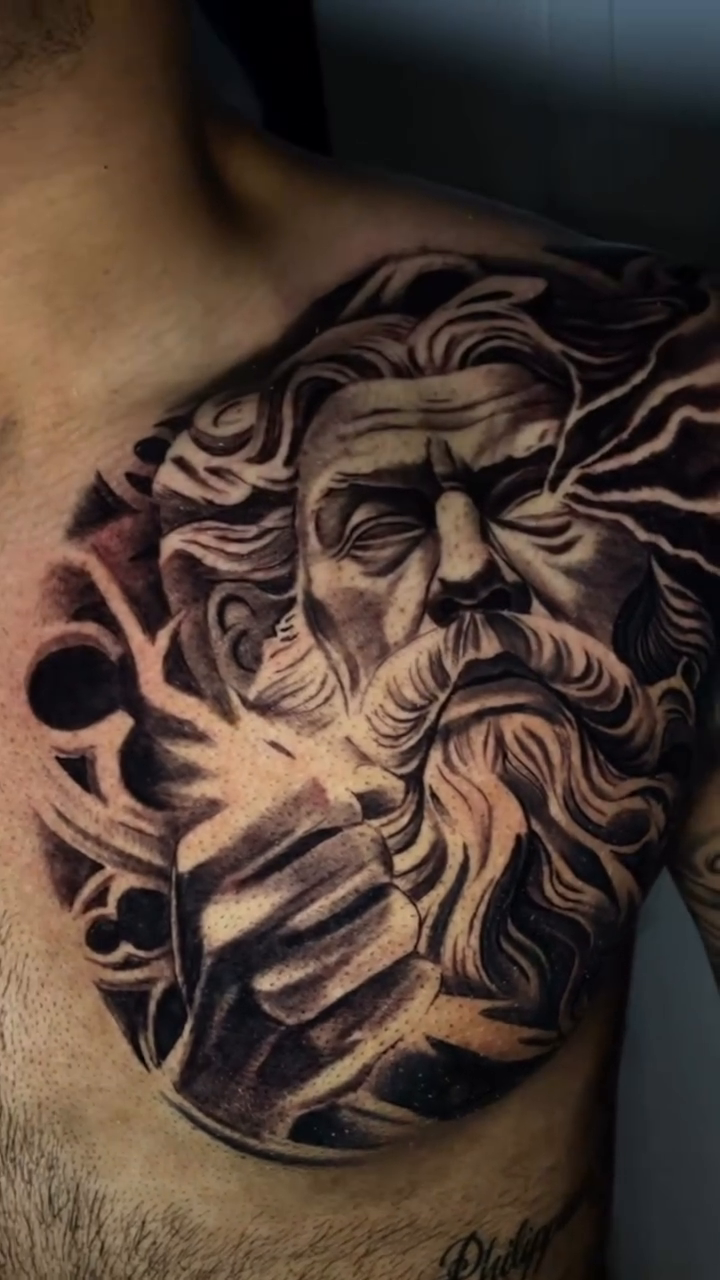 Zeus realism tattoo by Vic
