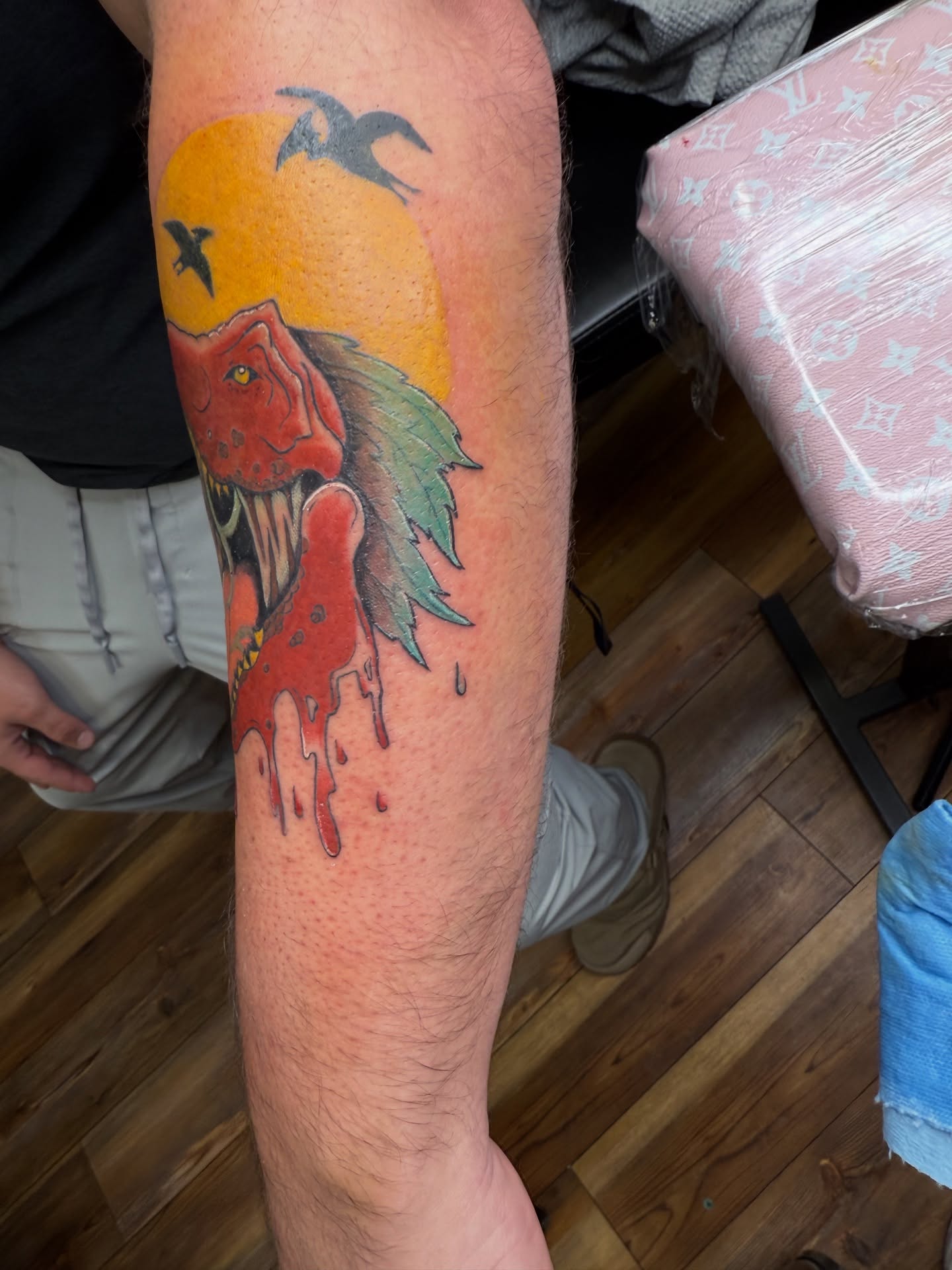 Demon American traditional tattoo on the forearm by Palmer Andrist🩸Fort Collins Tattoo Apprentice