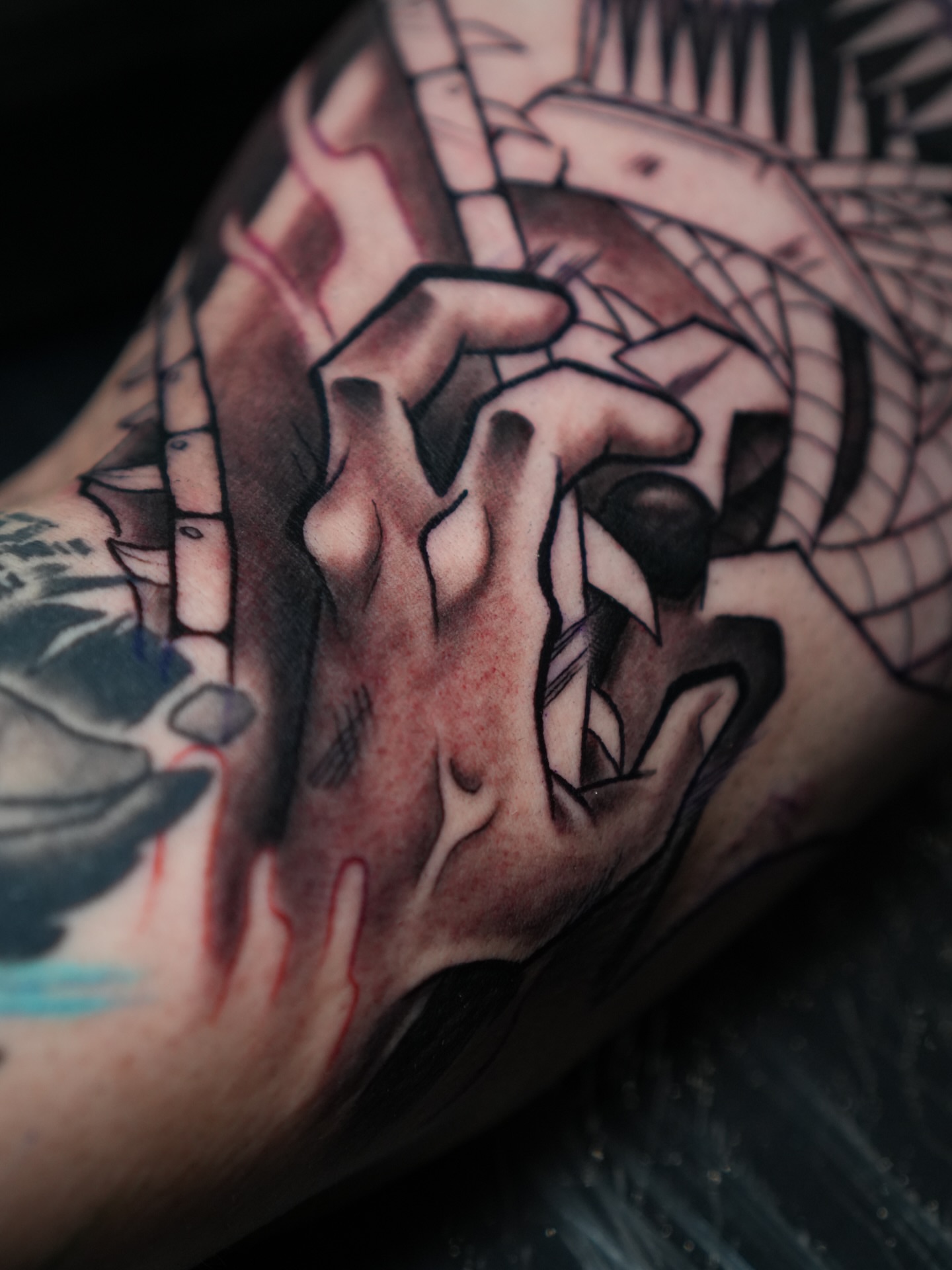 Hands and cross realism tattoo on the forearm by Drex - Dallas Tattoo Artist