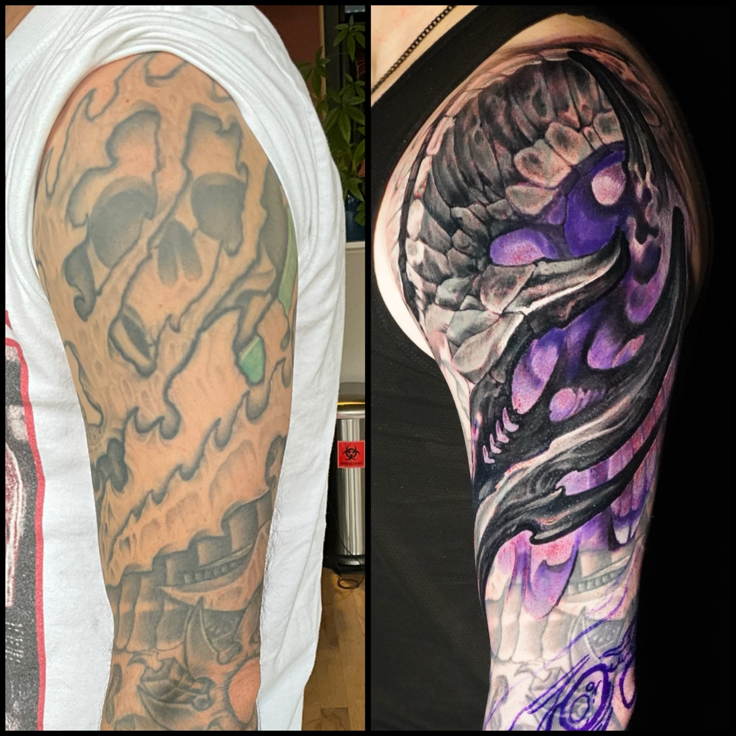 Dragon realism tattoo on the upper arm by Darl Gnau