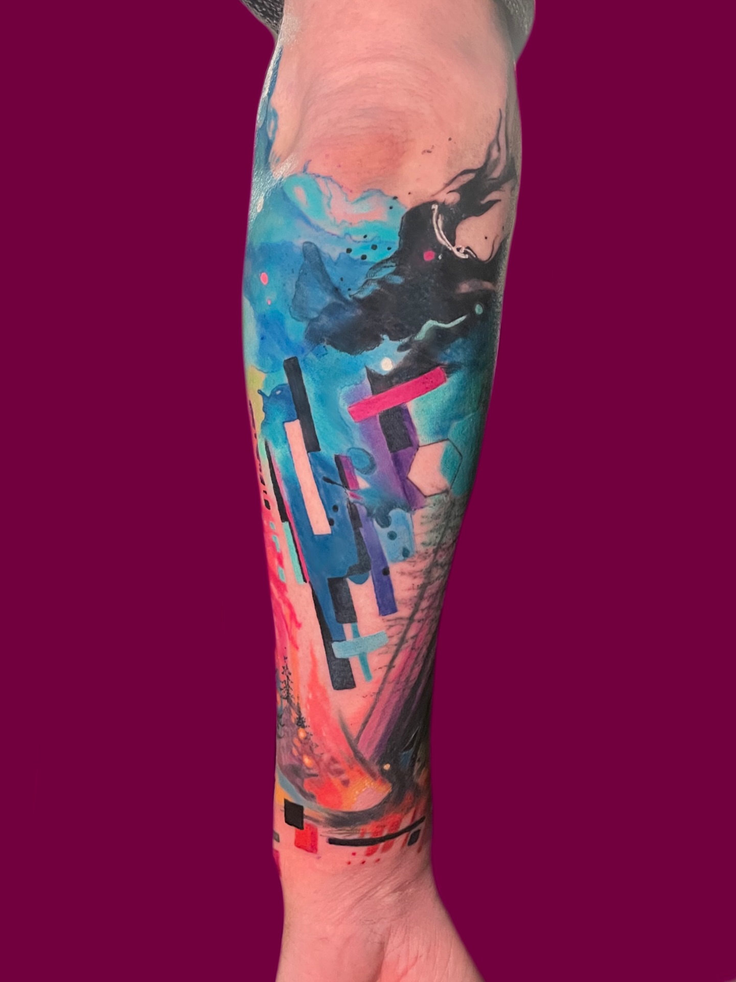 Tattoo by @graphicward — geometric, watercolor