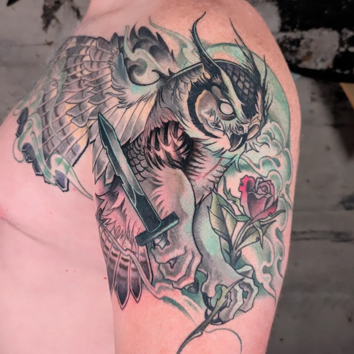 Tattoo by @evey.lp — american_traditional, dark_realism
