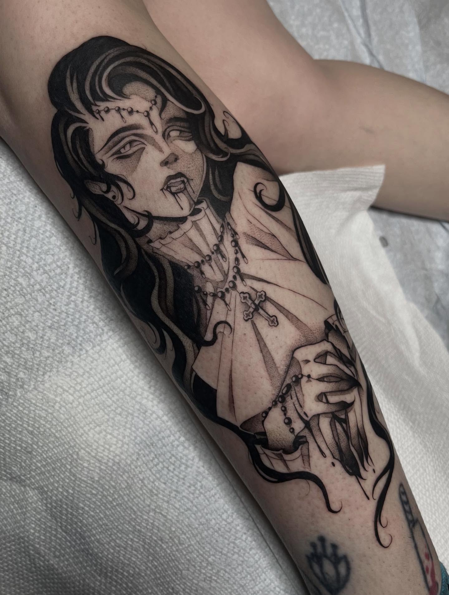 Tattoo by @apriljaytattoo — black_and_grey, realism
