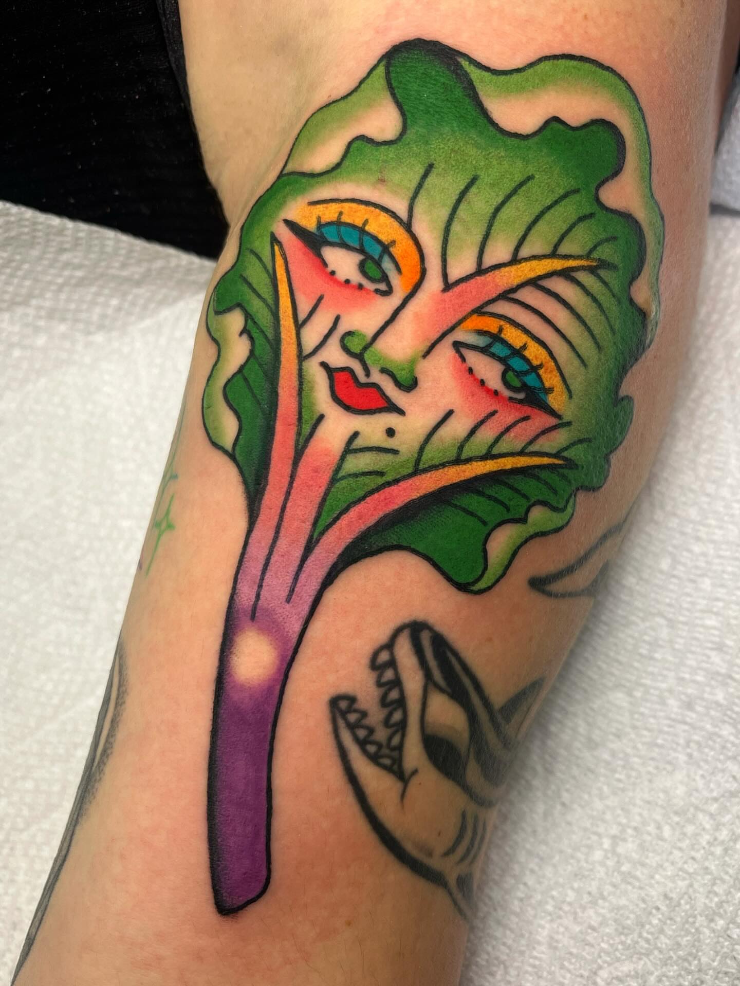 Lettuce head American traditional tattoo on the forearm by ⭐️ Erin Bauer ⭐️