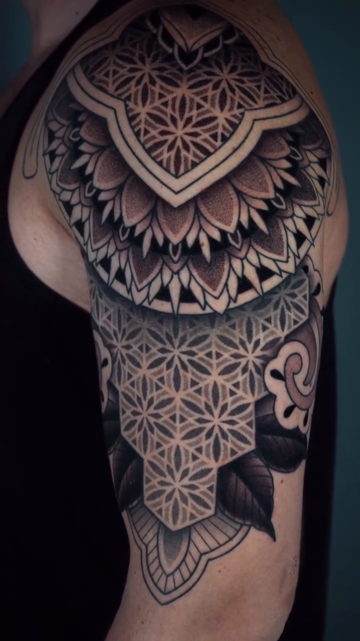 Tattoo by @jasoncalltattooer — geometric, dotwork