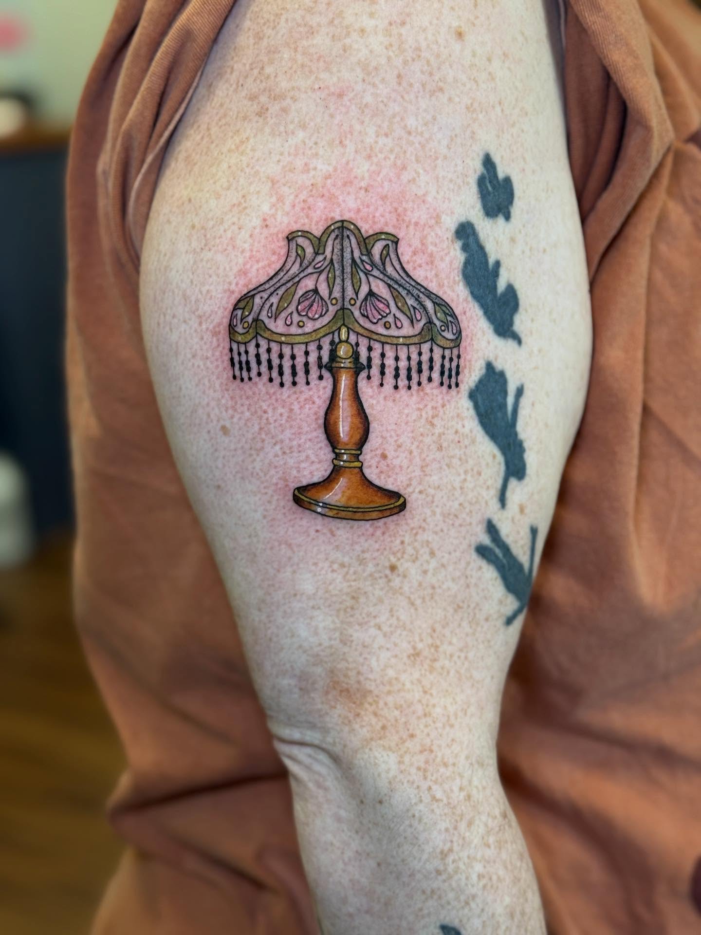 Lamp ornamental tattoo on the forearm by Max