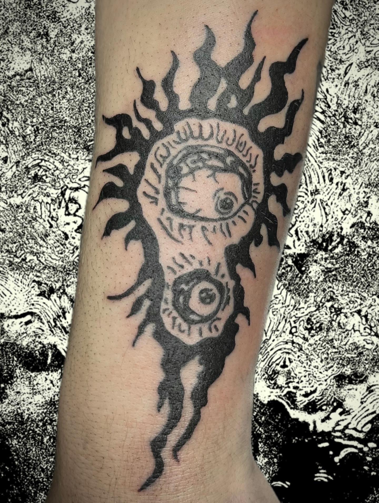 Tattoo by @walrus_milk — tribal, black_and_grey