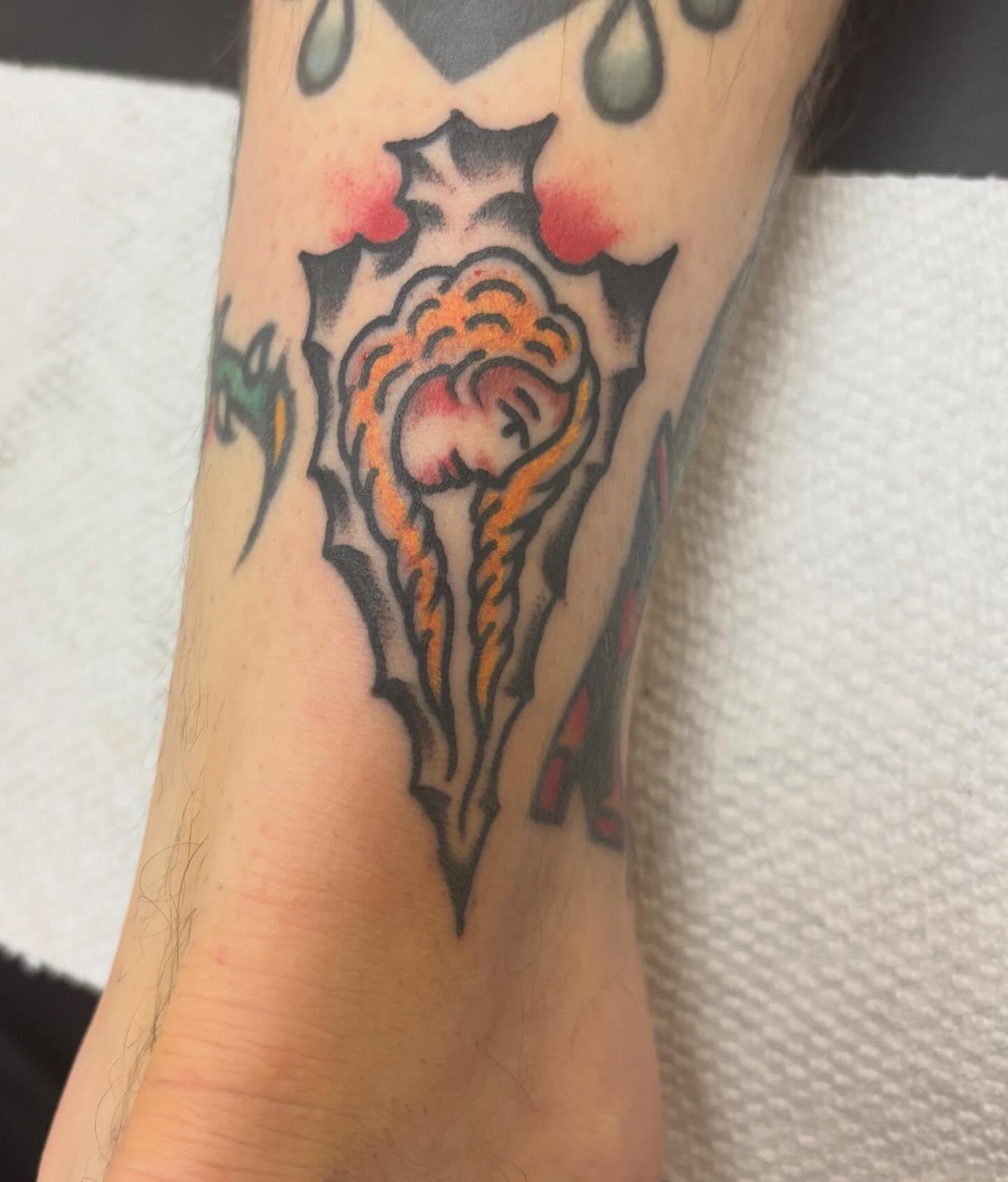 Angel American traditional tattoo on the forearm by Steve Reid