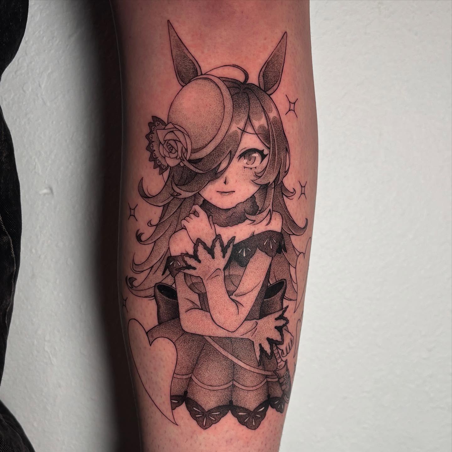 Tattoo by @parkiip — dotwork, anime