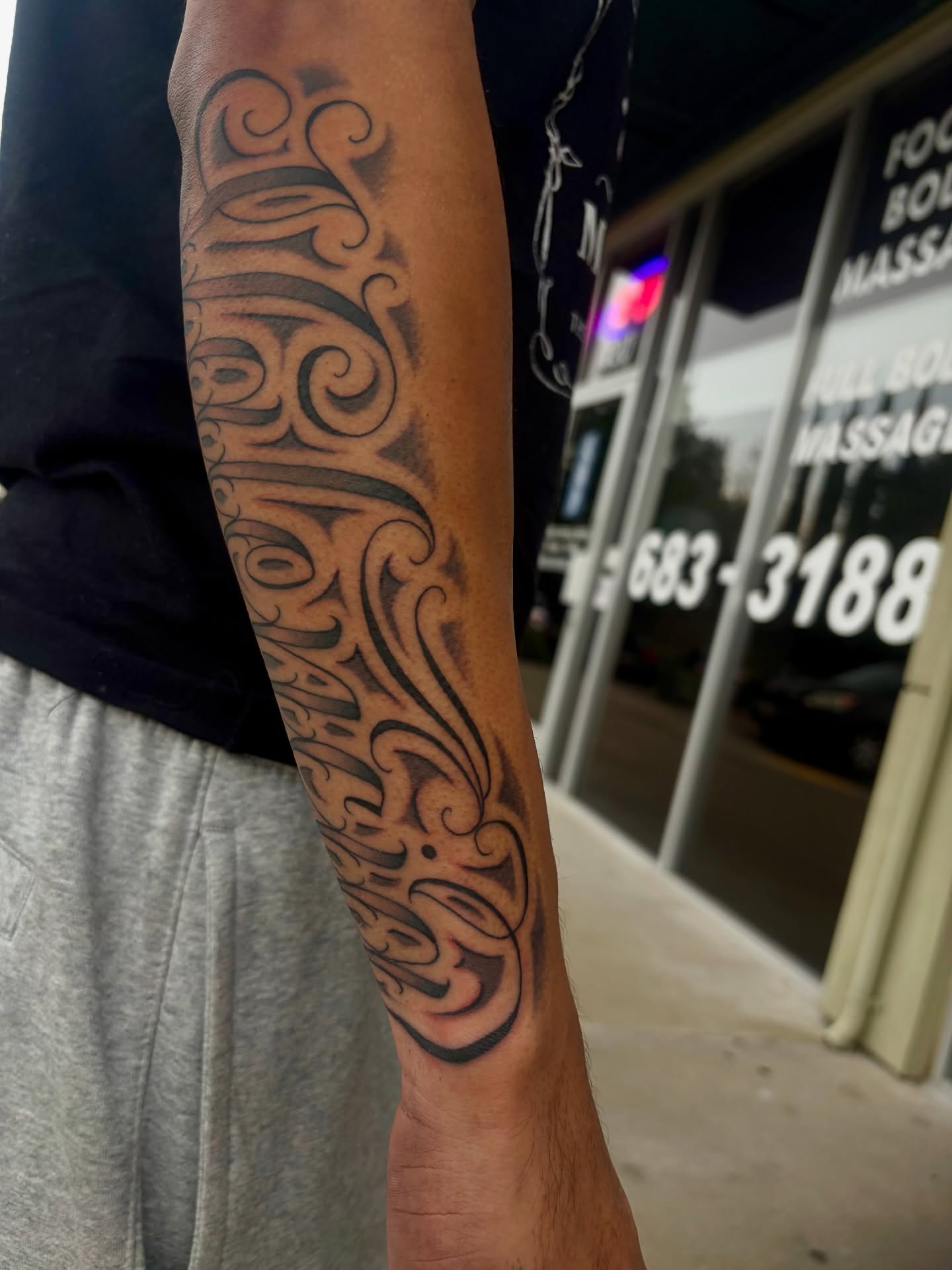 Tribal pattern tribal tattoo on the forearm by Cristiano Ochoa, Elk Grove, California