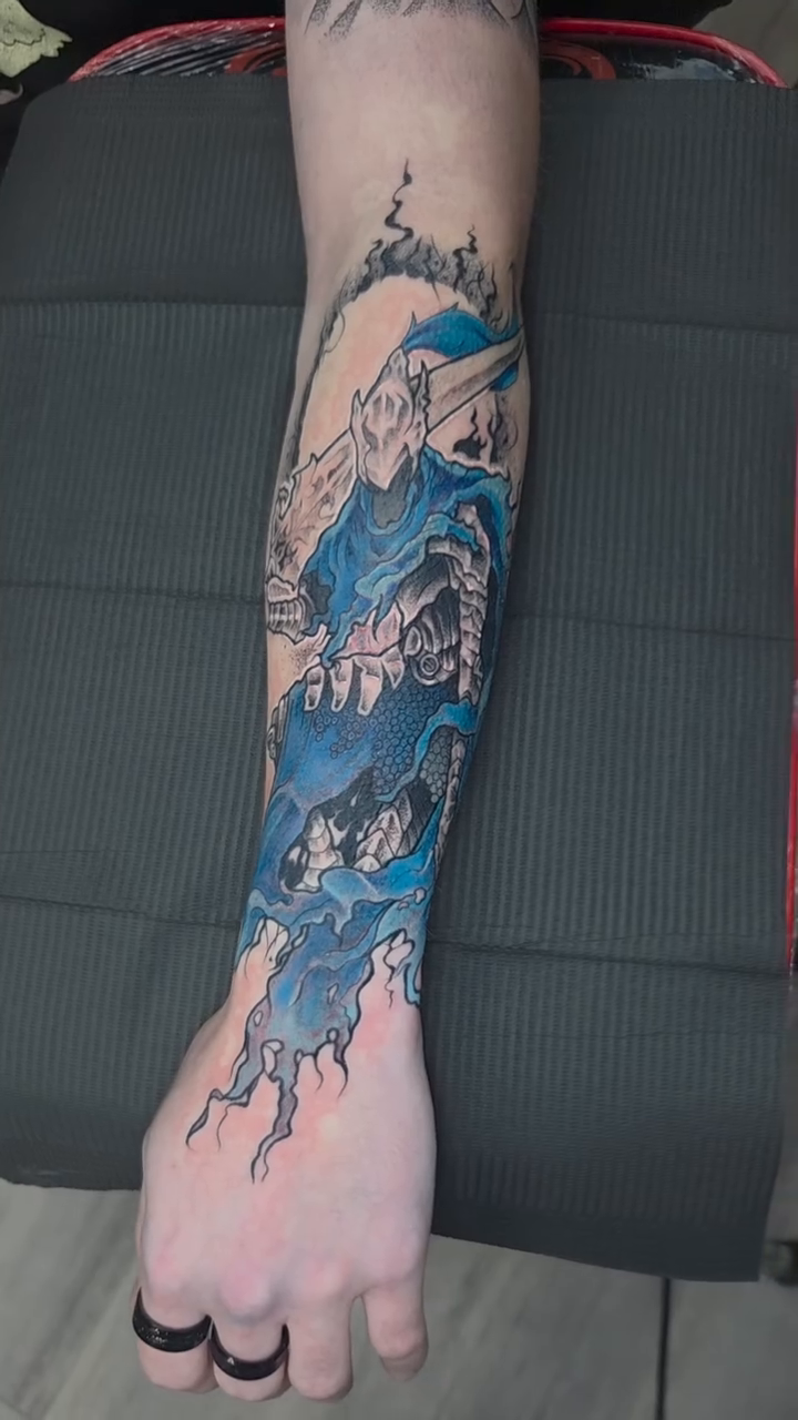 Tattoo by @geo_does_art — japanese_irezumi, black_and_grey