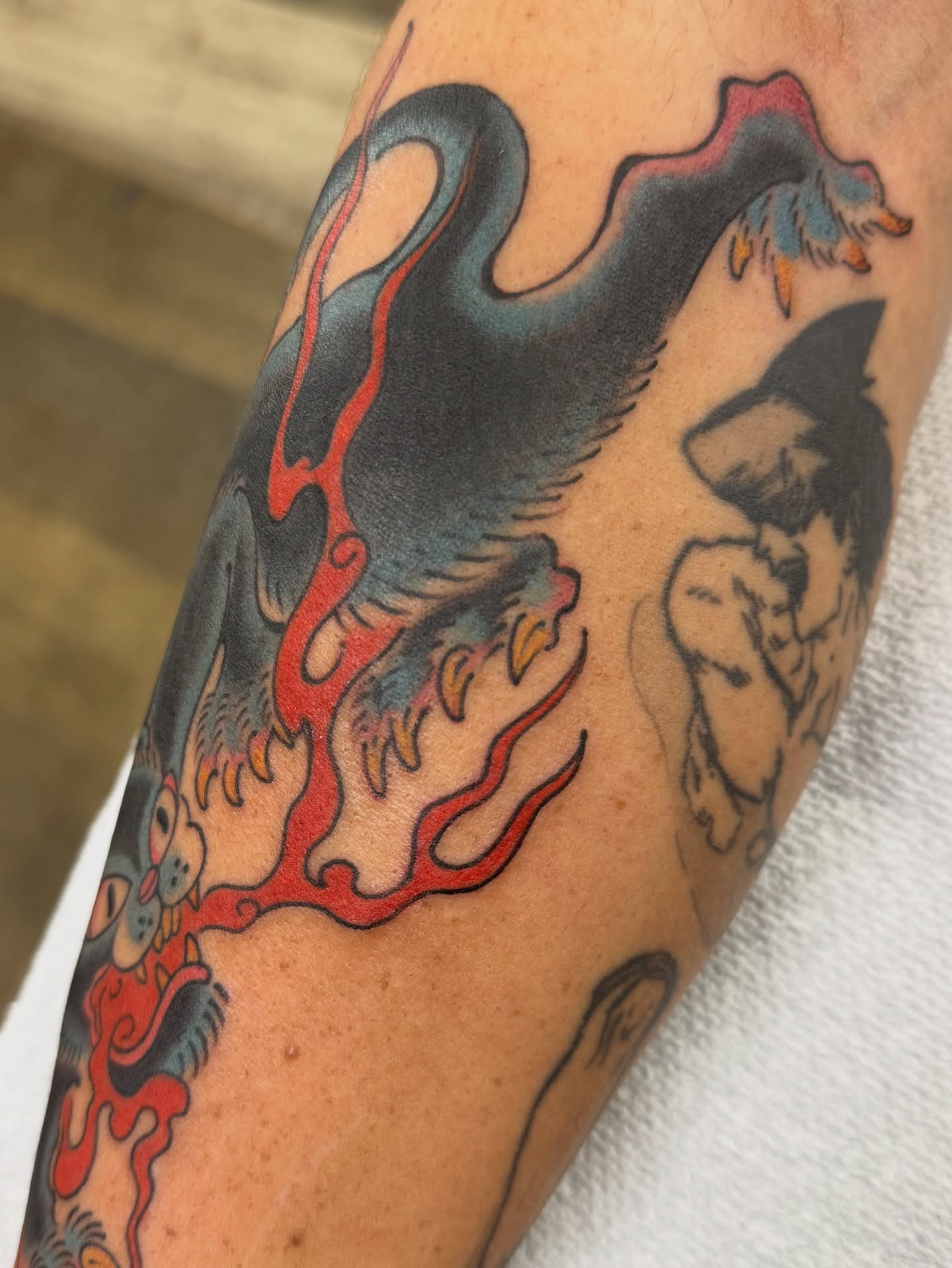 Dragon japanese irezumi tattoo on the forearm by Chris Orta