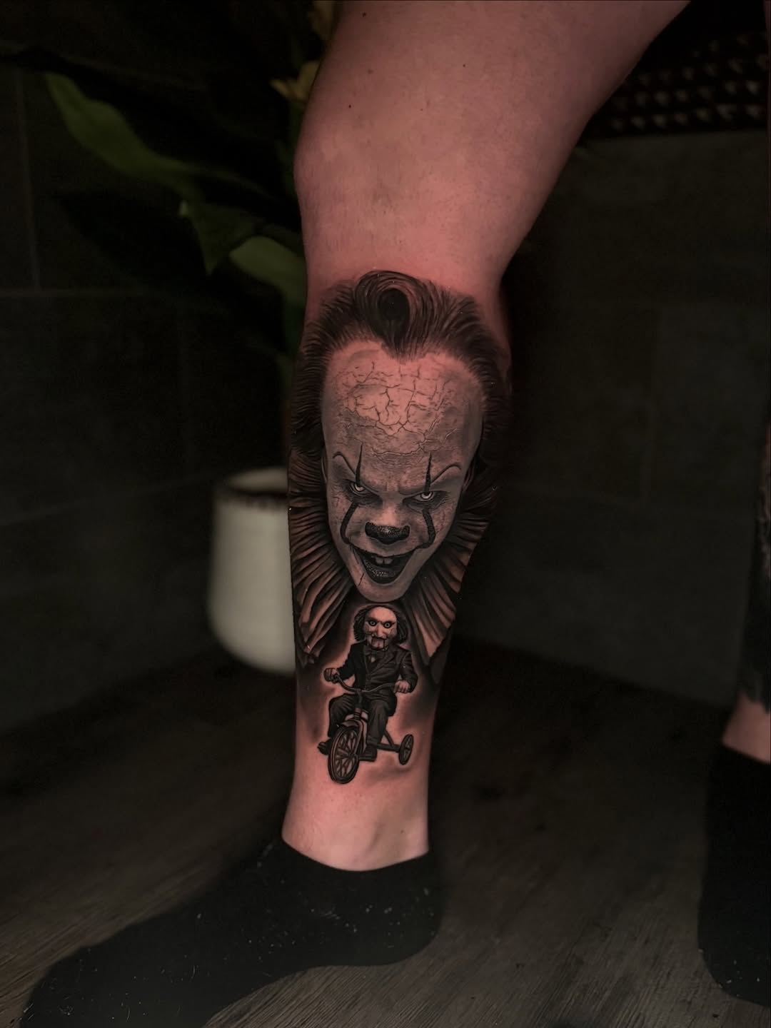 Pennywise and Billy the Puppet realism tattoo on the forearm by Tay 🥀