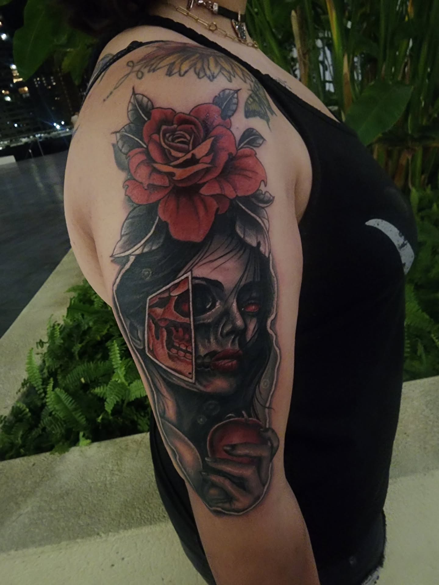 Tattoo by @kreativejuices13 — dark_realism, trash_polka