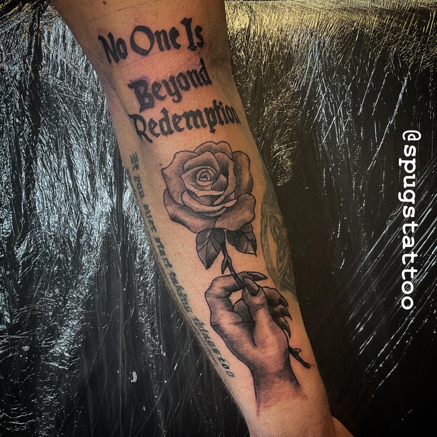 Tattoo by @spugstattoo — black_and_grey