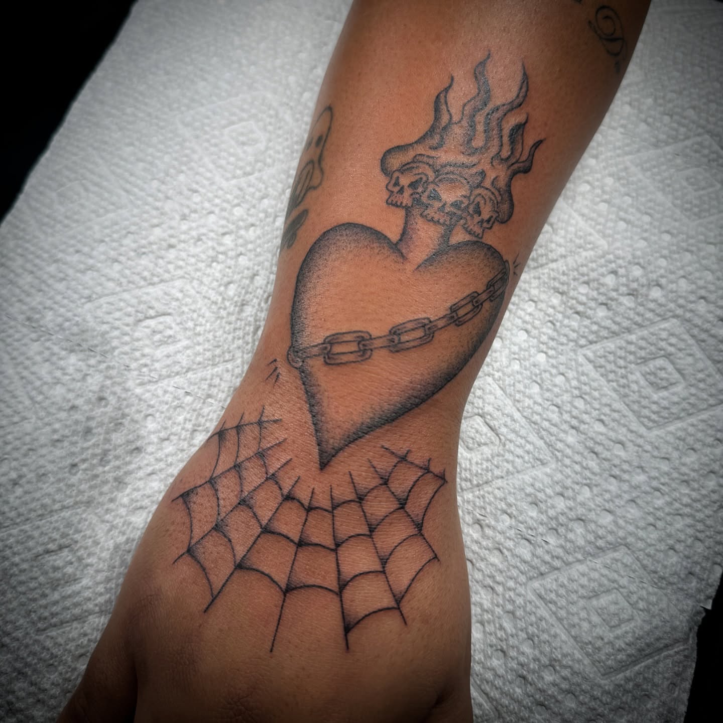 Heart with chains realism tattoo on the forearm by star🪭