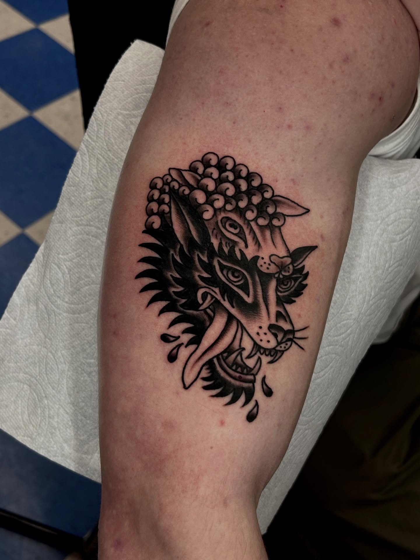 Wolf head black and grey tattoo on the forearm by β π€ππ©π¦π©π’π β± β