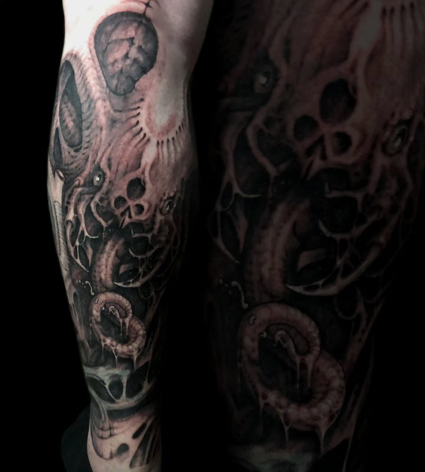Tattoo by @jordanrookustattoo — black_and_grey, dark_realism