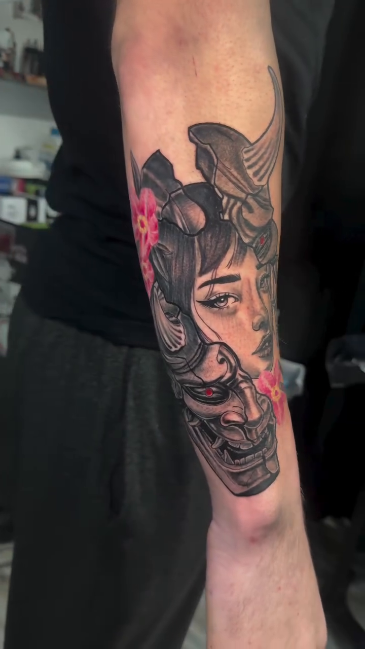Tattoo by @tatgirlbreezus — japanese_irezumi, black_and_grey