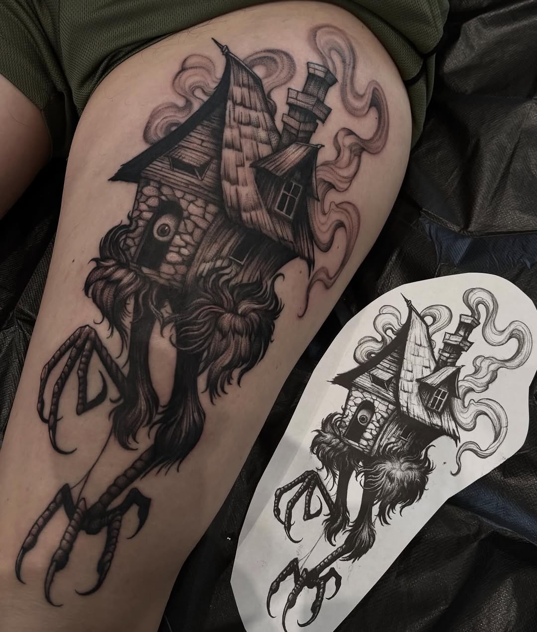 Tattoo by @haileypaetztattoos — dark_realism, blackwork
