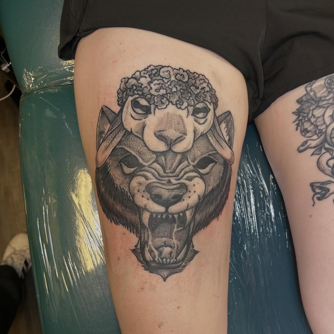 Tattoo by @izeatyerbrainz β black_and_grey, dotwork