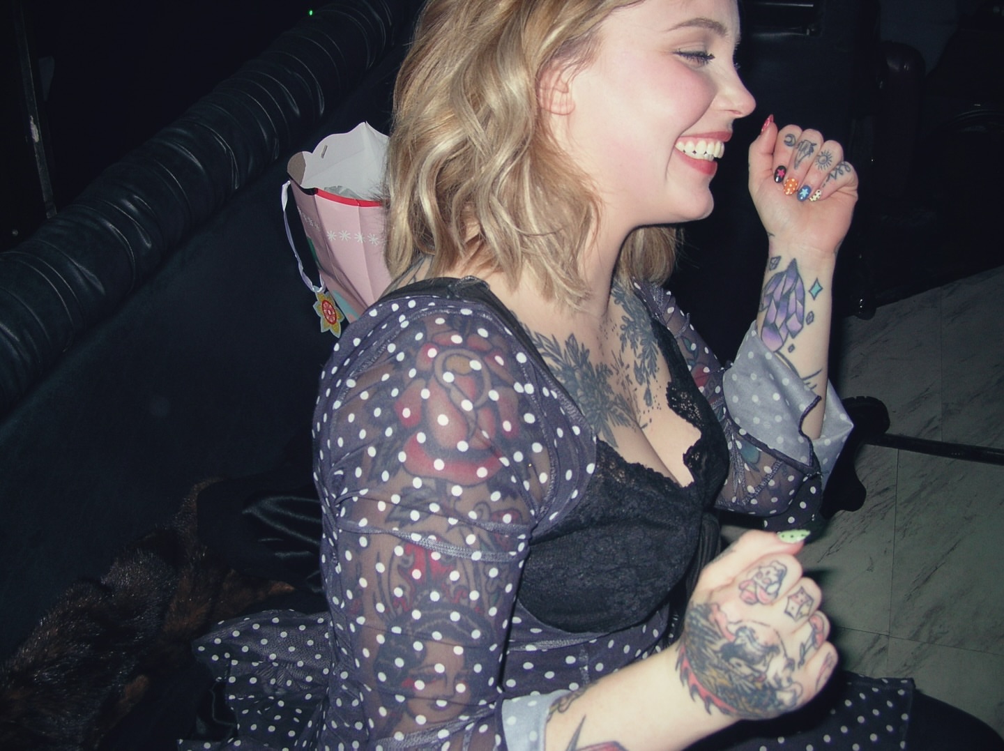 Tattooed arms trash polka tattoo by Saffron Florea, Tiffin, Ohio