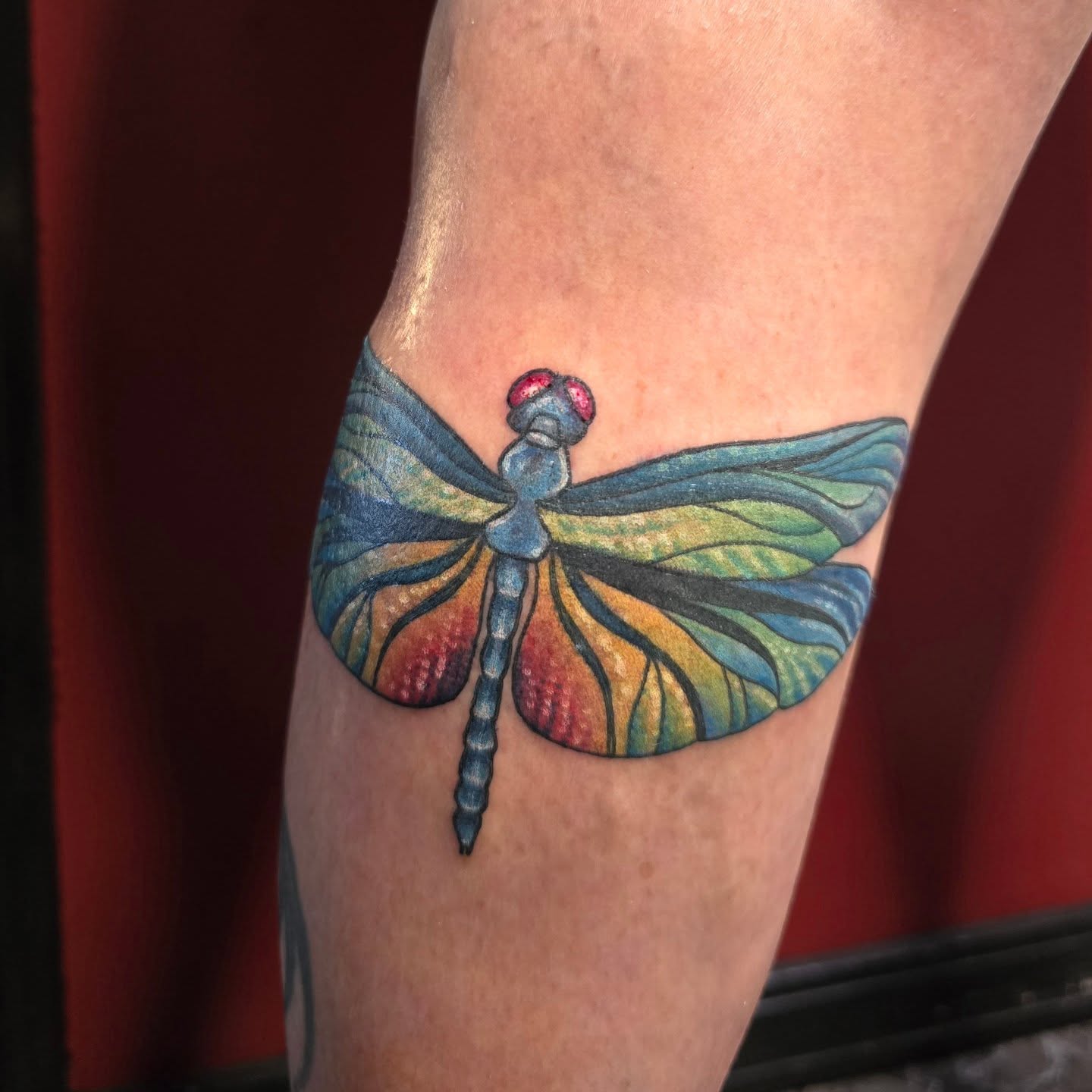 Dragonfly dotwork tattoo on the forearm by Gabrielle Nicole Soucie