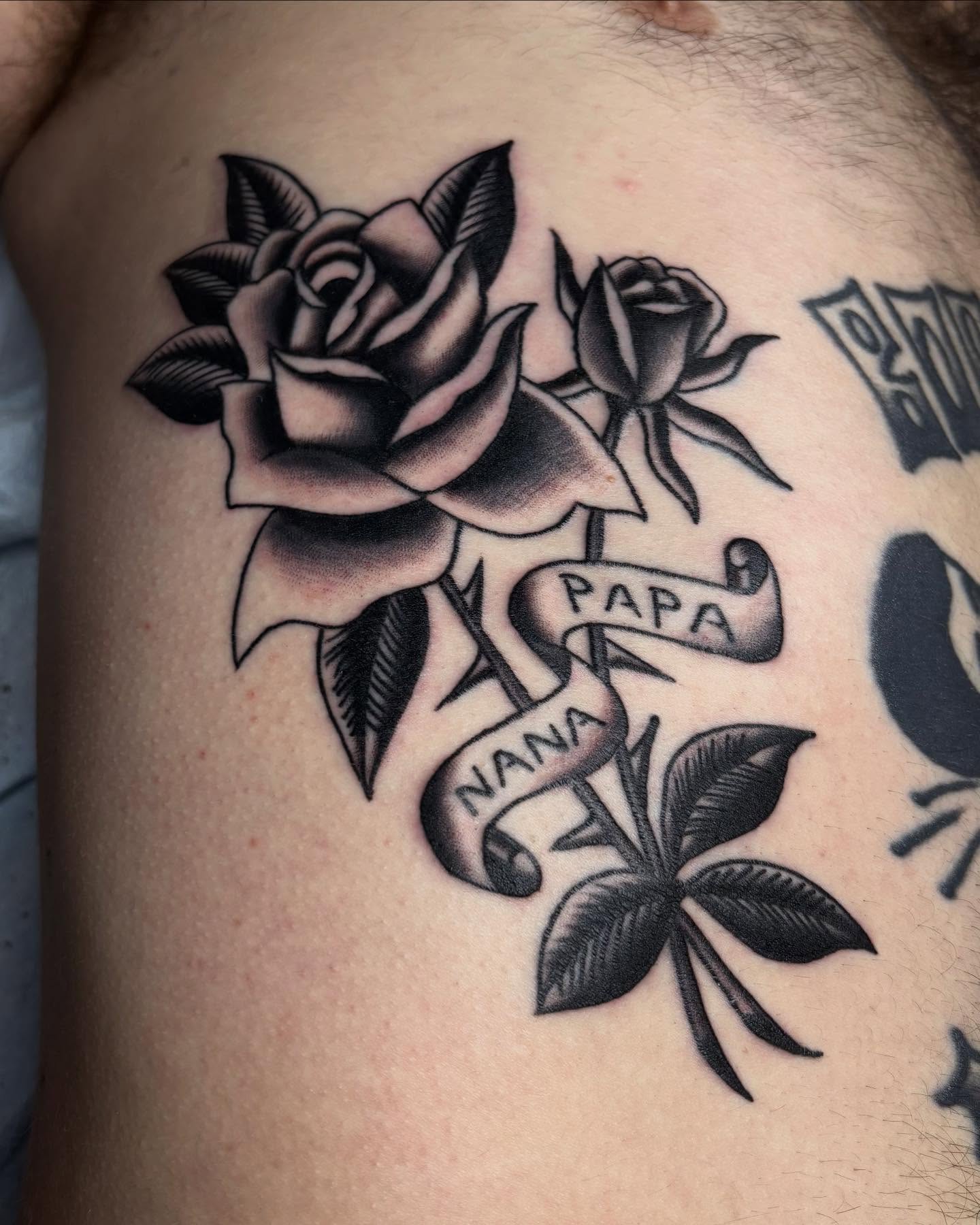 Tattoo by @homesicktat2 — black_and_grey