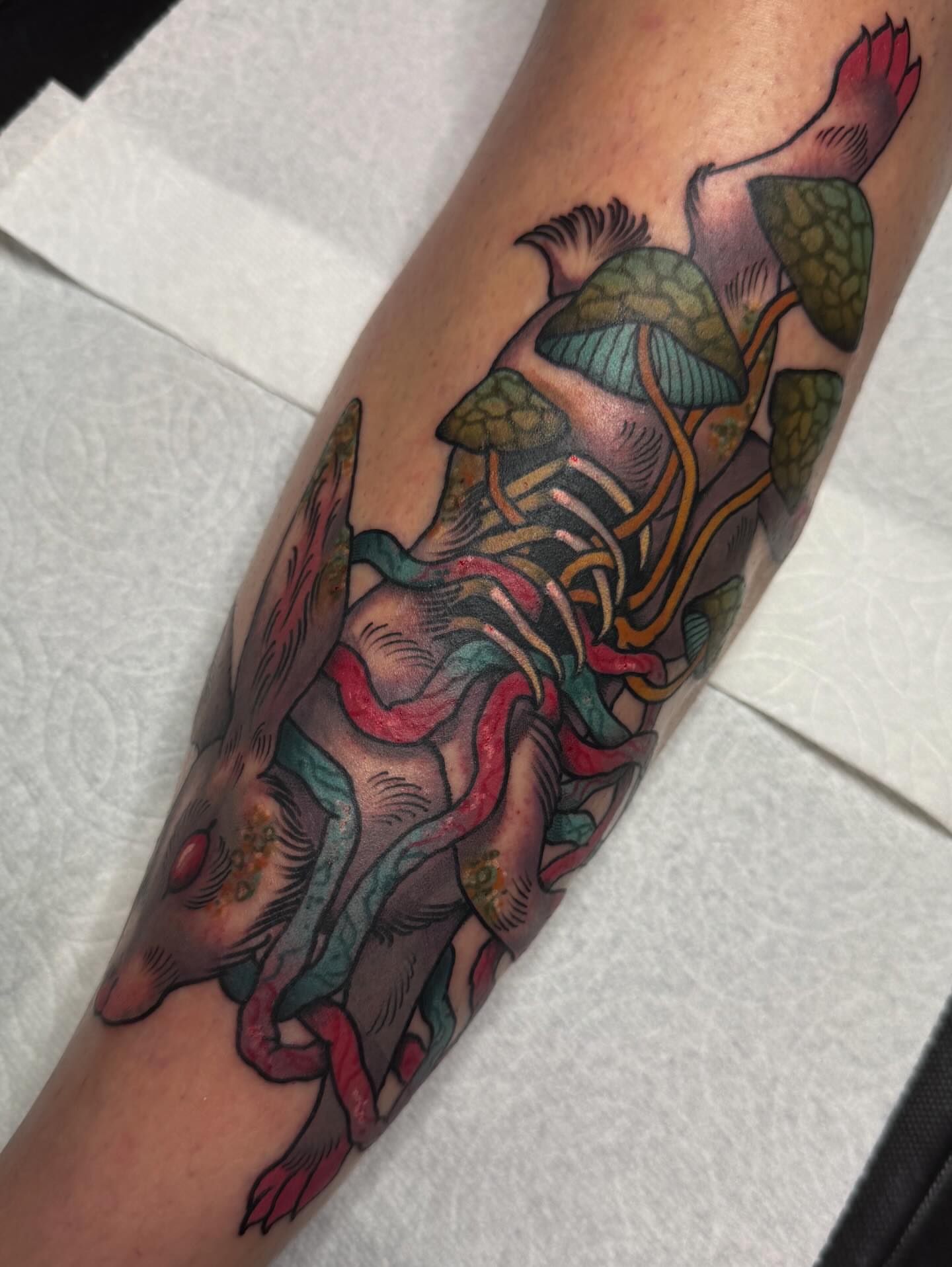Tattoo by @ismonkah — american_traditional, dotwork